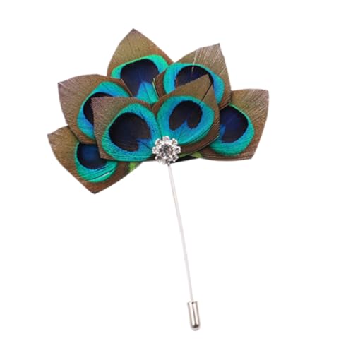 Generisch Alloy Brosche mit Pfauenfeder design Modische Anstecknadel für Kleidung Handbemalt Langlebig Farbecht Geeignet für Pullover Mäntel Hüte Schals Taschen Stilvolles und Elegantes von Generisch