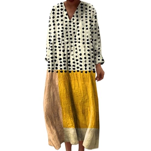 Generisch Angebote Bekleidung, Strandkleid Lang Maxikleider V Ausschnitt Sommerkleider Leicht Und Luftig Boho Kleid Elegante Midikleid Freizeitkleid, Jeanskleid Damen, Elegantes Sommerkleid Damen von Generisch