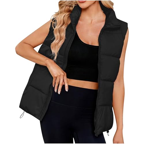 Generisch Angebote des Tages Heute Steppweste Damen Winter Stehkragen Daunenweste Thermal Ärmellos Winterjacke Einfarbig Übergangsjacke Wintermantel Steppjacke Steppmantel Winterweste Freizeit von Generisch
