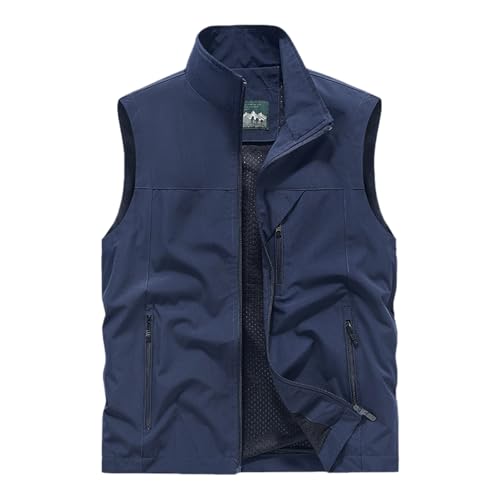 Generisch Ärmellose Weste Herren Freizeit Jagdweste Leichte Jacke Multifunktionsweste Sommer Casual Sportweste Outdoor Safariweste Anglerweste Blau von Generisch