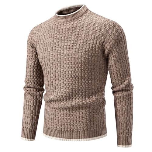 Generisch Angebote des Tages Heute Pullover Herren Winter Langarm Strickpullover Einfarbig Strick Sweatshirt Slim Fit Feinstrick Pulli Lässig Stretch Strickpulli Rundhals Feinstrick Sweater Base von Generisch