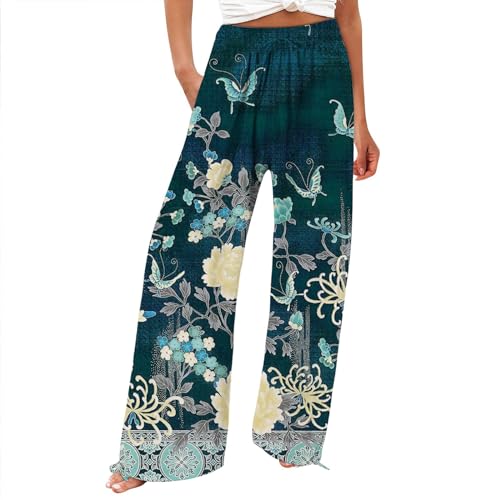 Generisch Angebote des Tages Heute Sale Deal des Tages Heute Weite Sommerhose Damen Leicht Und Luftig High Waist Strandhose Lang Freizeithose Sommer Palazzo Hose Bequem Stoffhose Deal des Tages von Generisch