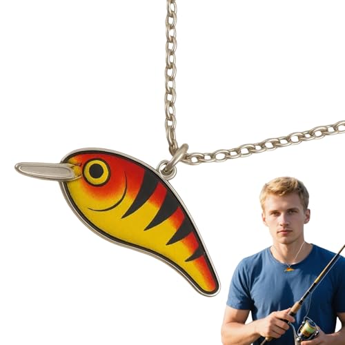 Generisch Angelköder-Kette | Fisch Anhänger Collier | Leichter Handgefertigter Farbenfroher Schmuckanhänger Für Frauen Männer von Generisch