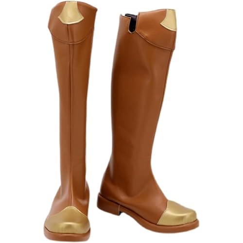 Generisch Anime Cosplay Stiefel Für Asta Mode Fancy Bühne Performance Requisiten Schuhe Custom Made Halloween Christma Comic Con (Braun,41) von Generisch