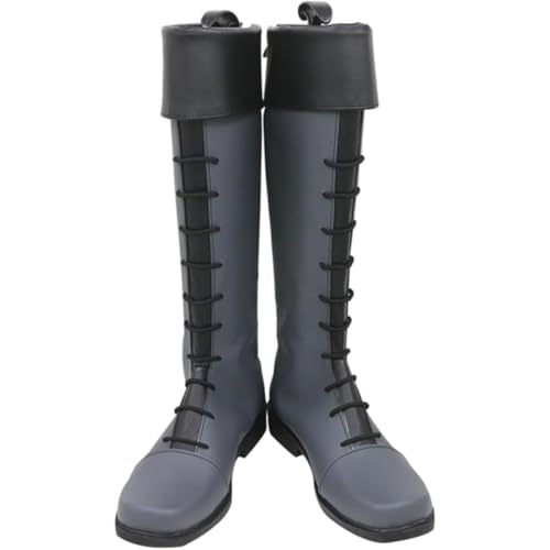 Generisch Anime Cosplay Stiefel Für Rimuru Tempest Mode Kniehohe Stiefel Fancy Bühne Performance Requisiten Schuhe Halloween Comic Con (Grau,45) von Generisch