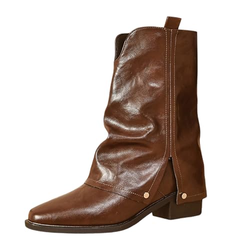 Generisch Ankle Boots Damen Kniehohe Stiefel Overknee Stiefeletten mit Schnalle Lockerer Schaft-Design für lässigen Look Atmungsaktiv Praktische kalte, naßkalte Tage von Generisch