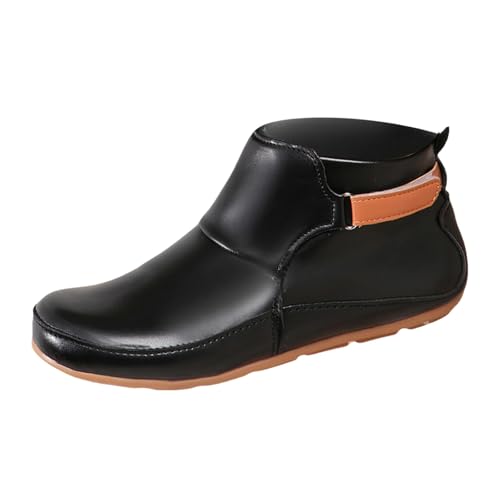 Generisch Ankle Boots Damen Stiefeletten Winterschuhe Mittelalter Schuhe Für Herbst Winter Flache Schnürstiefel Wasserdichtem Pu-Leder Bequem Rutschfest Mittelalter Biker Herbstschuhe (Schwarz,41) von Generisch