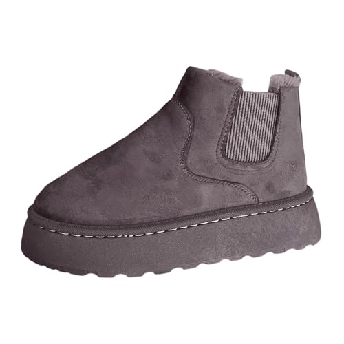 Generisch Ankle Boots Damen Wildleder Stiefeletten Winter Westernstiefel mit Schnalle Warme Leder Stiefel Schlupfschuh-Design trendiges Winter-Outfit-Element von Generisch