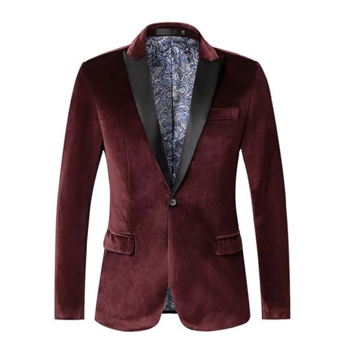 Generisch Anzüge für Herren Elegant Regular Fit Herrenanzug Herbst und Winter Herren Casual Slim Fit dünne Anzugjacke kleine Anzug Kleid Anzugjacke (Red M) von Generisch