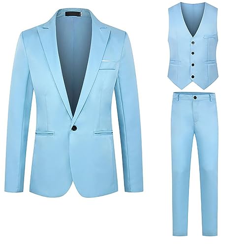 Generisch Anzug Herren 3 Teilig Slim Fit, Freizeitanzug Herren Elegant, Partykostüme Einfarbig Tailliert Kostüme Stehkragen Herrenanzug Atmungsaktiv Sakko Für Business Hochzeit Smokingjacke von Generisch