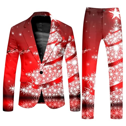 Generisch Anzug Weihnachten Herren, Weihnachten Anzug Herren Weihnachtsanzug Weihnachtskostüm Christmas Suits Party Weihnachts Formal Slim von Generisch