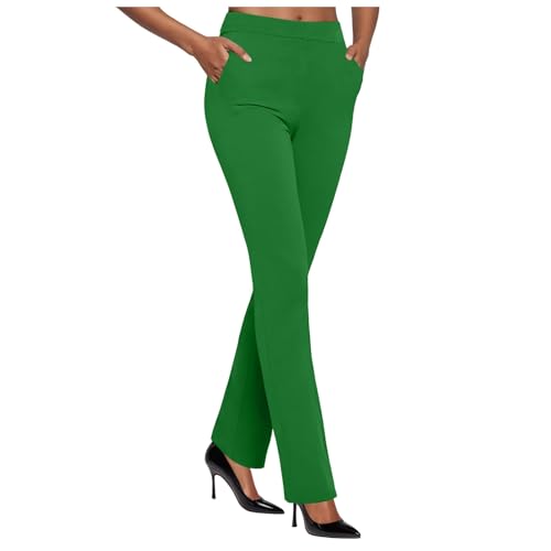 Generisch Anzughose Damen Elegant High Waist Business Hosen mit Taschen Stretch Slim Fit Bootcut Freizeithose Arbeitshose Sommerhose Damen Leicht Lang Büro Arbeits Anzughose Stoffhose Schlaghose von Generisch