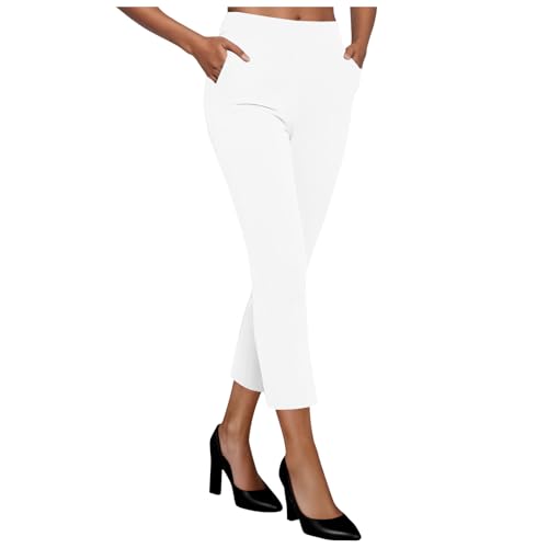 Generisch Anzughose Damen Elegant High Waist Business Hosen mit Taschen Stretch Slim Fit Bootcut Freizeithose Arbeitshose Sommerhose Damen Leicht Lang Büro Arbeits Anzughose Stoffhose Schlaghose von Generisch