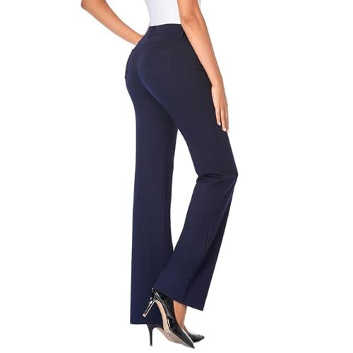 Generisch Anzughose Damen High Waist Schlaghose Weites Bein Lange Hose Kurzgrößen Stretch Damenhosen Elegant Einfarbig Freizeithose Work Business Casual Dress Pants Petite Für Büro Business Alltag von Generisch