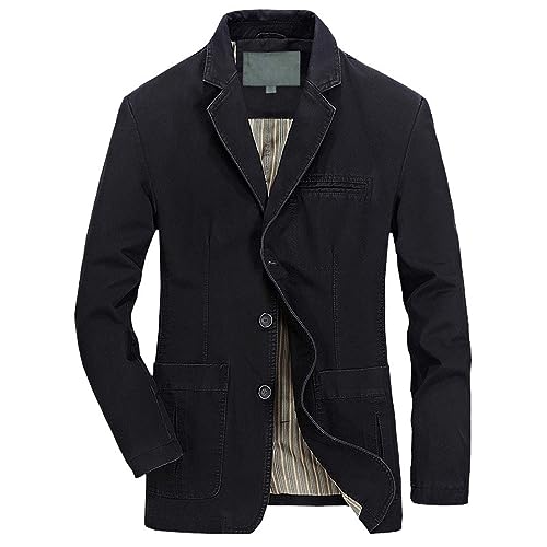 Generisch Anzugjacken FüR Herren Sportlich Sakko Hemdjacke - V Ausschnitt Business Blazer Anzugjacke Herbstjacke - Baumwolle Vintage Freizeitjacke üBergangsjacke Mit Taschen Jackett Herrenjacke von Generisch