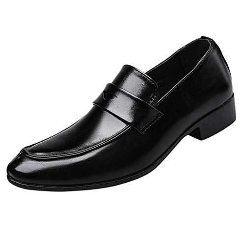 Generisch Anzugschuhe Herren Beige Schlupfschuhe mit Absatz Loafers Slipper Slip Businessschuhe Modische Hochzeitsschuhe Mokassin Formale Schuhe Bequeme Arbeitsschuhe Schlichter Freizeitschuhe von Generisch