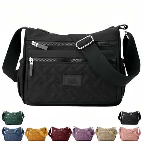 Generisch Apparent Crossbody Bag, Apparenth Nylon Shoulder Messenger Bag, Multi Pocket, Waterproof Large Capacity (Black) von Generisch