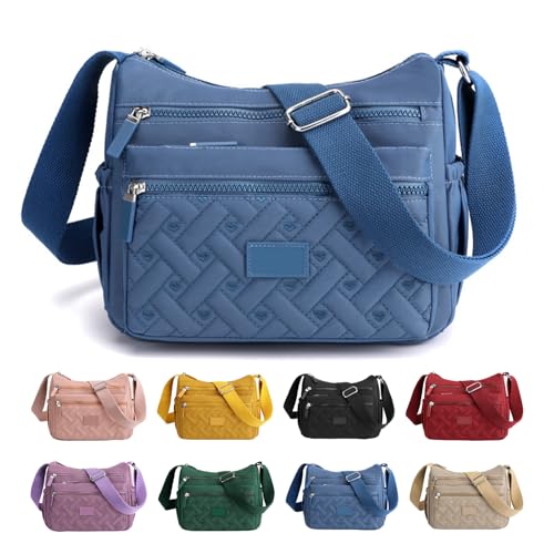 Generisch Apparent Crossbody Bag, Large Capacity Waterproof Nylon Shoulder Messenger Bag, Versatile, Suitable for Everyday Use (Blue) von Generisch