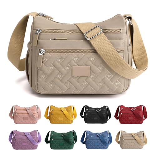 Generisch Apparent Crossbody Bag, Large Capacity Waterproof Nylon Shoulder Messenger Bag, Versatile, Suitable for Everyday Use (Khaki) von Generisch