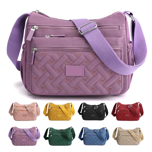 Generisch Apparent Crossbody Bag, Large Capacity Waterproof Nylon Shoulder Messenger Bag, Versatile, Suitable for Everyday Use (Purple) von Generisch
