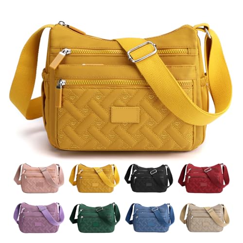 Generisch Apparent Crossbody Bag, Large Capacity Waterproof Nylon Shoulder Messenger Bag, Versatile, Suitable for Everyday Use (Yellow) von Generisch