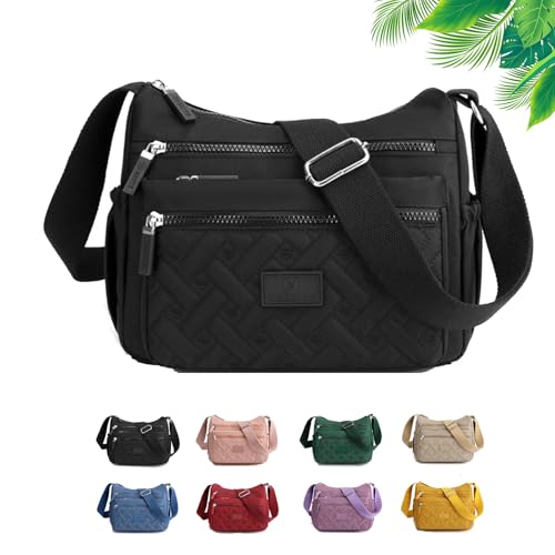 Generisch Apparent Crossbody Bag, Large Capacity Waterproof Nylon Shoulder Messenger Bag, with Multi Compartments (Black) von Generisch