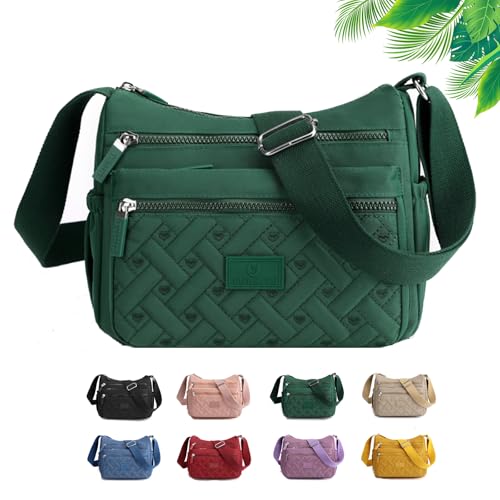 Generisch Apparent Crossbody Bag, Large Capacity Waterproof Nylon Shoulder Messenger Bag, with Multi Compartments (Green) von Generisch
