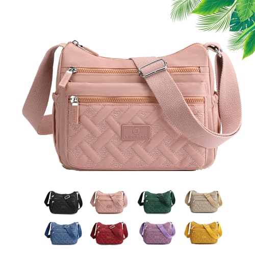 Generisch Apparent Crossbody Bag, Large Capacity Waterproof Nylon Shoulder Messenger Bag, with Multi Compartments (Pink) von Generisch