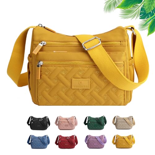 Generisch Apparent Crossbody Bag, Large Capacity Waterproof Nylon Shoulder Messenger Bag, with Multi Compartments (Yellow) von Generisch