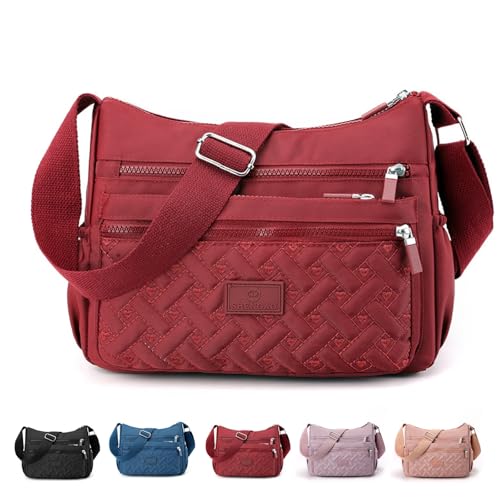 Generisch Apparent Crossbody Bag, Nylon Shoulder Messenger Bag, Large Capacity Waterproof Nylon Shoulder Messenger Bags (Red) von Generisch