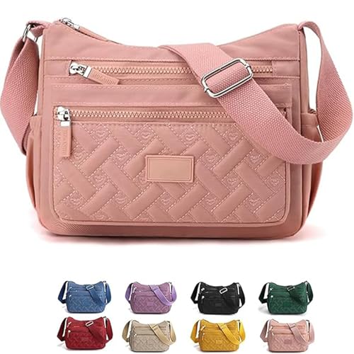 Generisch Appreciarel Crossbody Bag, Large Capacity Waterproof Nylon Shoulder Messenger Bag with Multi Compartments for Women (Pink) von Generisch