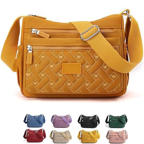 Generisch Appreciarel Crossbody Bag, Large Capacity Waterproof Nylon Shoulder Messenger Bag with Multi Compartments for Women (Yellow) von Generisch