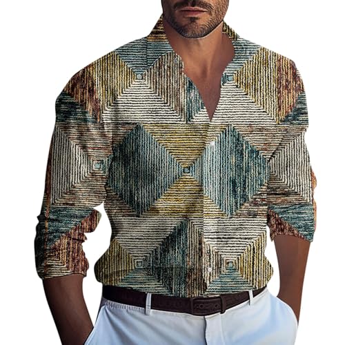 Generisch Arbeitshemd Herren, Langarm Button Down Shirts Herren Sommer Strand Hemd Männer Casual Shirts Business Outfit (L, Dark Green) von Generisch