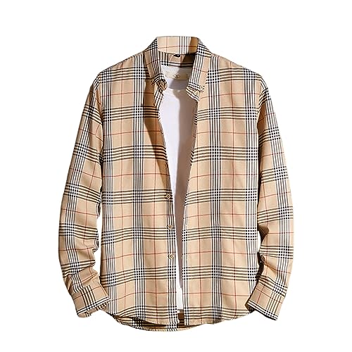 Generisch Arbeitshemd Herren Kariert Flanellhemden Langarm Holzfäller Jacke Holzfäller Jacke Hemdjacke Langarm Kariertes Hemd Schwarz Übergröße Flanell Jacke Rot Karo Slim Fit Holzfällerhemd von Generisch