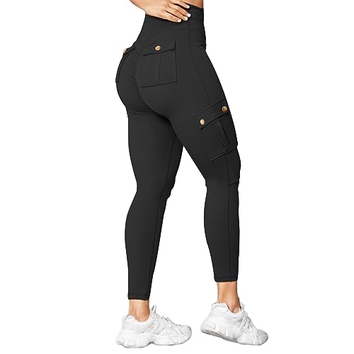 Generisch Arbeitskleidung Fitnesshose Damen Hochelastische Enge Yogahose Schnell trocknende Laufhose Leggins Schwangerschaft Schwarz (A-Black, L) von Generisch