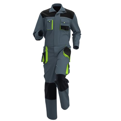 Generisch Arbeitsoverall Herren Reißverschluss Baumwolle Freizeitanzug Arbeitsanzug mit Mehreren Taschen Sportanzug Atmungsaktive Sommer Outfit 2-teiliges Set von Generisch