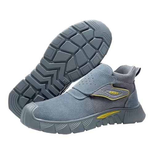 Generisch Arbeitsschuhe Herren Wasserdicht mit Stahlkappe Sicherheitsschuhe Hoch High Top Berufsschuhe Beige Freizeitschuhe Arbeits Flacheschuhe rutschfest Trekkingschuhe Breite Füße Herrenschuhe von Generisch