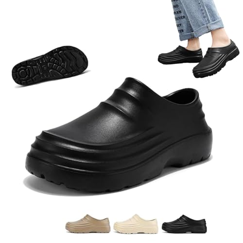 Generisch Arcofy Mules Mens New Summer Sandals, Comfort Kitchen Work Shoes, Lightweight & Waterproof Non Slip Chef Clogs (Bluak,32.5) von Generisch