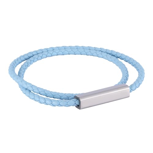 Generisch Armband Herren Leder, 4Mm Magnetverschluss Lederarmband Blau Handgefertigtes Geflochtenes Armband Dünn Paarschmuck Mit Beutel Geburtstagsgeschenke Für Ihn Freund Beste Freundin von Generisch