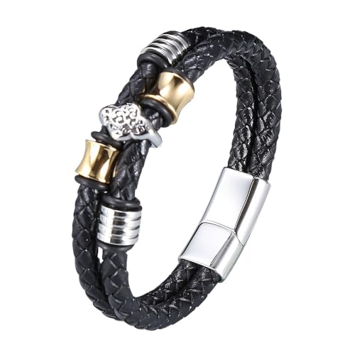 Generisch Armband Herren Leder, Doppellagiges Leder Wickelarmband, Handgefertigt, Geflochtenes Manschettenarmband Mit Wolkenanhänger, Halloween Schmuck Mit Beutel, Festival Geschenke Für Ehemann U von Generisch