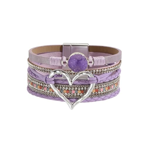 Generisch Armband Herren Leder,Handgewebtes Mehrschichtiges Modisches Bohemian Love Magnetschnallen-Lederarmband, Energieschmuck Für Frauen Braun Generisch Armband Herren Leder,Handgewebtes Mehrschichtiges Modisches Bohemian Love Magnetschnallen-Lederarmband, Energieschmuck Für Frauen Braun von Generisch