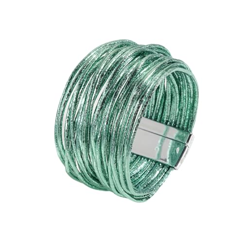 Generisch Armband Leder Herren,Handgewebtes Mehrschichtiges Modisches Bohemian- Armband Aus Pu-Leder Mit Magnetschnalle, Energieschmuck Für Frauen, Lila von Generisch