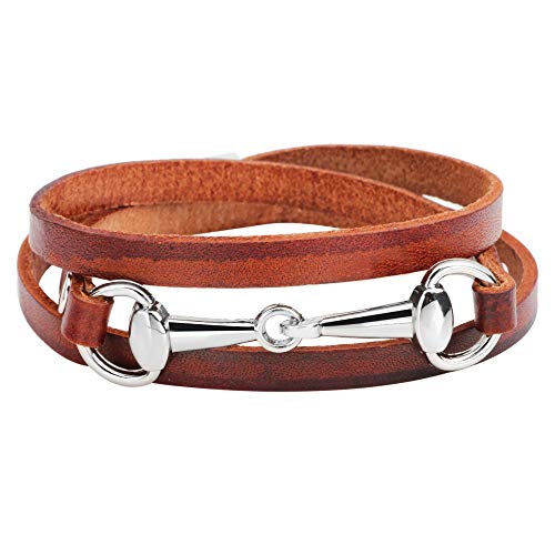 Generisch Armband Leder Herren,Handgewebtes Mehrschichtiges Modisches Lederarmband Im Bohemian-Stil Mit Diamant-Magnetschnalle, Energieschmuck Für Frauen, Braungold von Generisch