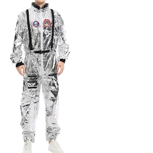 Generisch Astronaut Kostüm Herren Karneval Kostüme Jumpsuit Herren Astronaut Overall Space Anzug Weltall Astronauten Kostüm Herren Erwachsene Raumfahrer Costume von Generisch