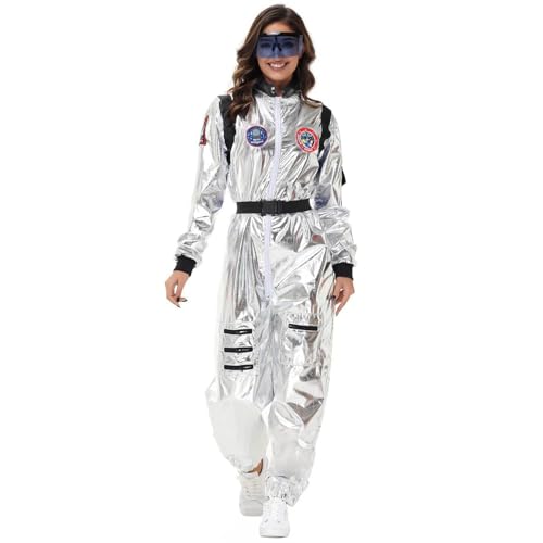 Generisch Astronauten Kostüm Herren/Damen/Kinder Erwachsene Karneval Kostüme Jumpsuit Overall Space Anzug Weltall Raumfahrer Costume Faschingskostüme Astronaut Schöne Bescherung von Generisch