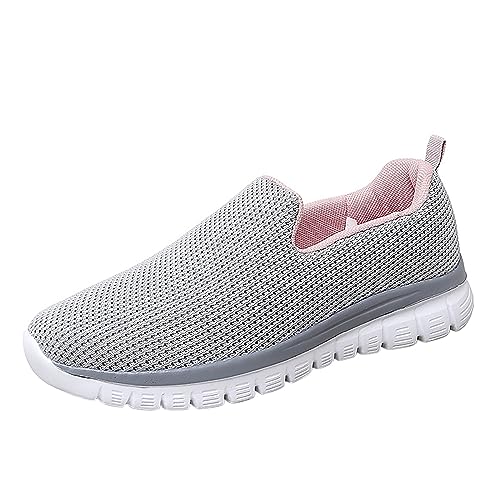 Generisch Atmungsaktiv Laufschuhe Slip On Sneakers Damen Strick Slip On Schuhe für Damen | Bequeme Wanderschuhe | Leicht und bequem Schuhe für Plantarfasziitis Sneaker (Grey,42) von Generisch