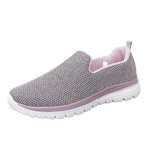 Generisch Atmungsaktiv Laufschuhe Slip On Sneakers Damen Strick Slip On Schuhe für Damen | Bequeme Wanderschuhe | Leicht und bequem Schuhe für Plantarfasziitis Sneaker (Pink,42) von Generisch