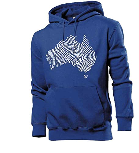 Generisch Australien Fingerabdruck Männer Hoodie Sweatshirt Royalblau XL von Generisch
