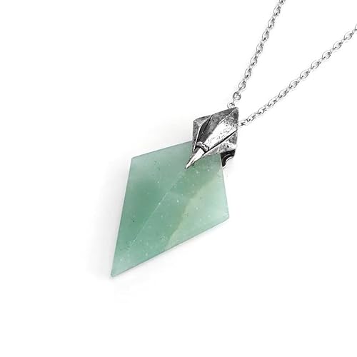 Generisch Aventurin-Kristall-Halskette für Damen Und Herren,Sechseckiger Spitzer Anhänger mit Silberkette,Meditations-Energie-Amulett,Schmuck,Geschenke für Mädchen,Geburtstag,Weihnachten,Aventurin von Generisch
