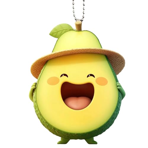 Generisch Avocado-Taschenanhänger – 2D-Acryl-Avocado-Taschenanhänger | Niedlicher Taschenanhänger | Leichter Avocado-Anhänger | Cartoon lächelnder Avocado-Anhänger für Autos, Rucksäcke, Mobiltelefone von Generisch